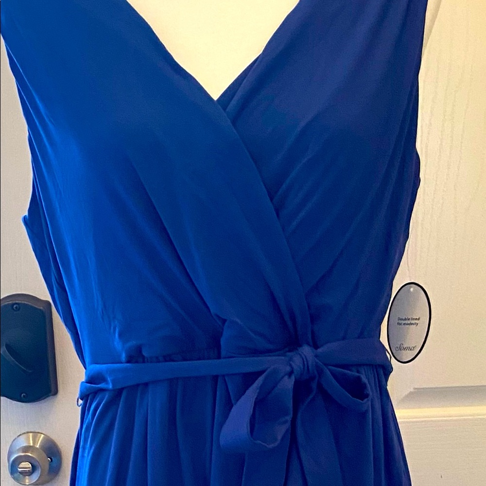 Women’s blue wrap dress, size L